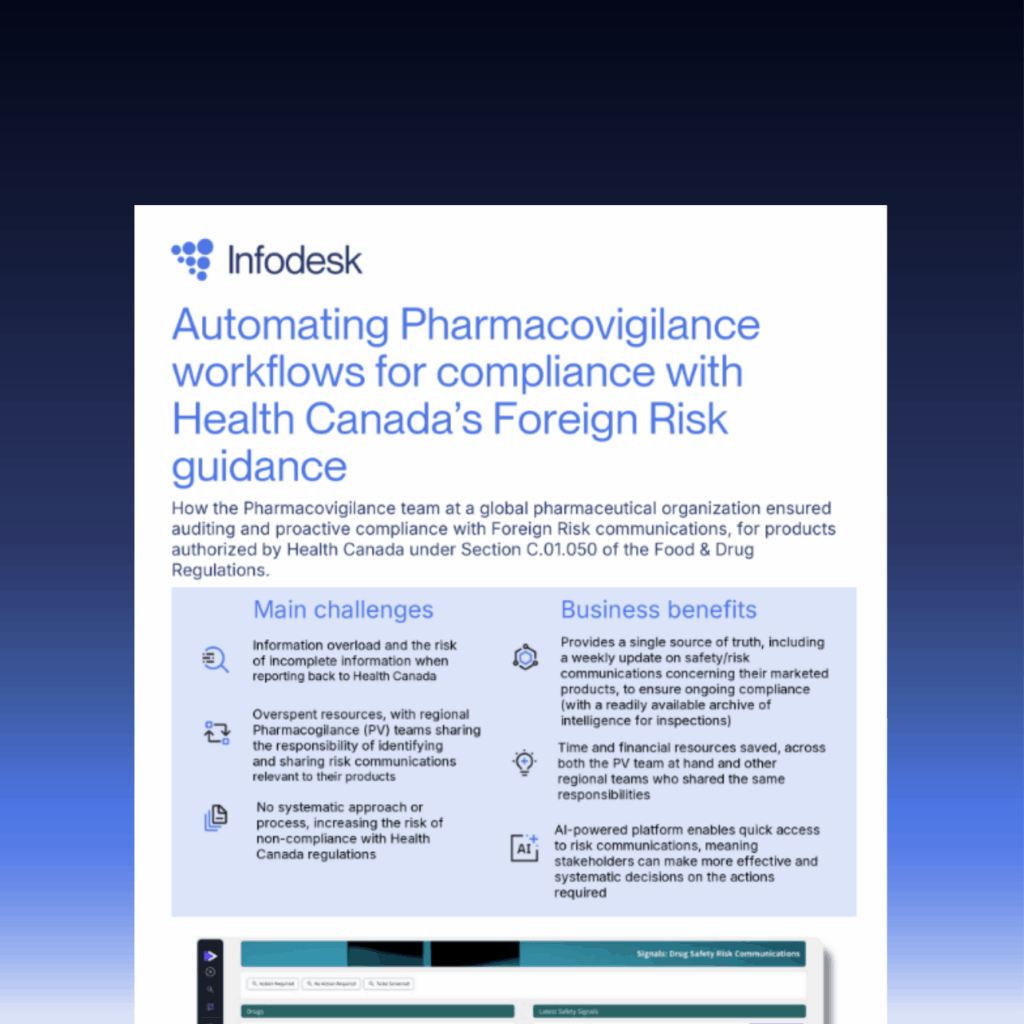 Automating Pharmacovigilance workflows for compliance with Health Canada's Foreign Risk guidance