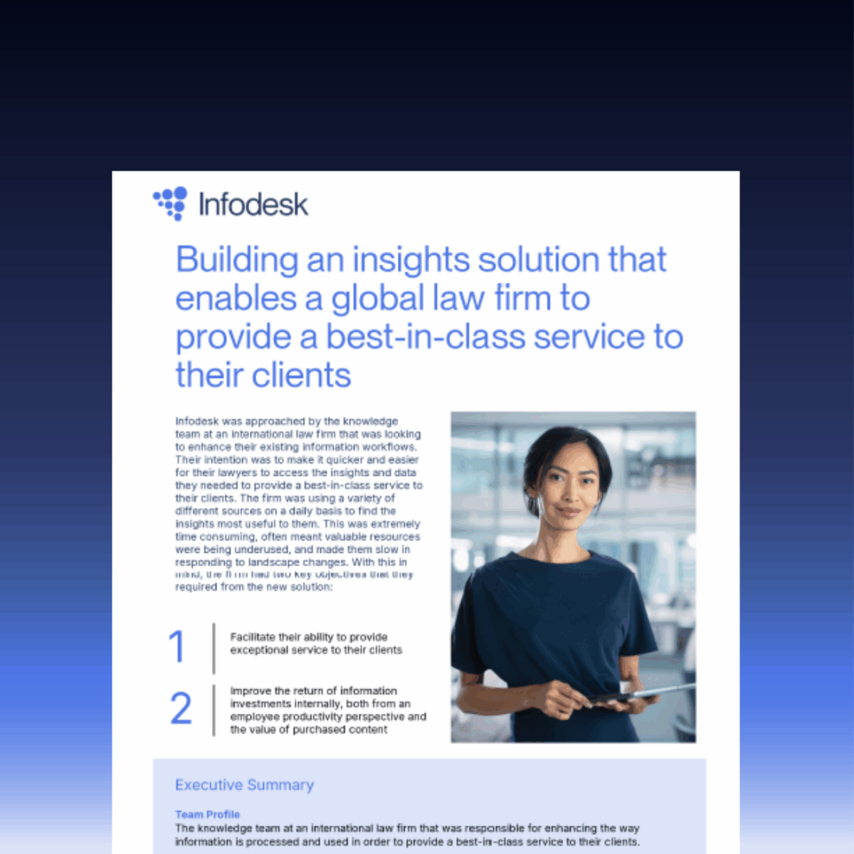 Building an insights solution that enables a global law firm to provide a best-in-class service to their clients