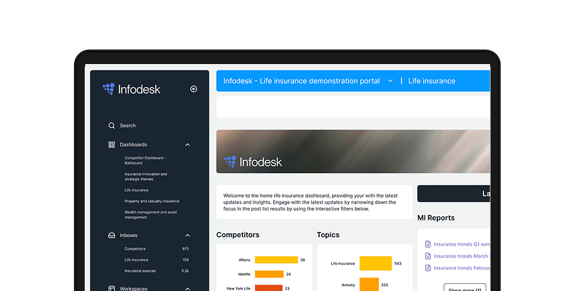 InfoDesk platform dashboard