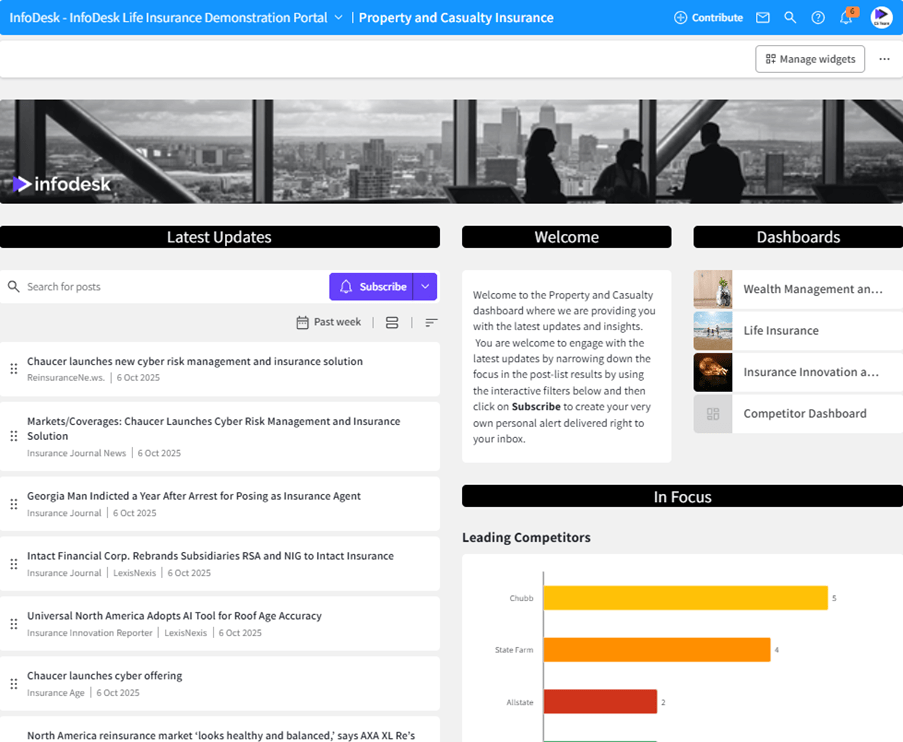 InfoDesk insurance dashboard